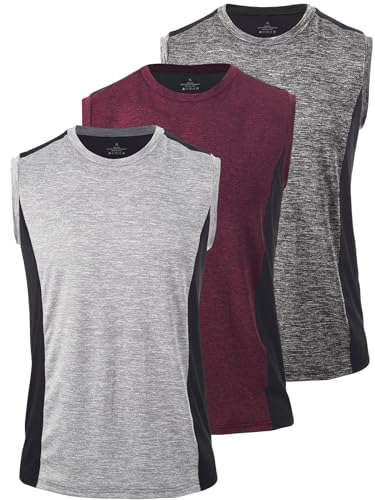 vislivin Tank Top Herren Sport Tanktop Fitness Ärmelloses Tops Shirt Männer Gym Unterhemden Muskelshirts Dunkelgrau/Weinrot/Grau M von vislivin