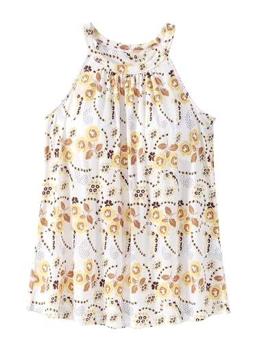 vislivin Top mit Integriertem BH Damen Sommer Tank Tops Unterhemd Loose Casual Blusen Ärmellos Neckholder Oberteile Tanktop Small Flower XXL von vislivin