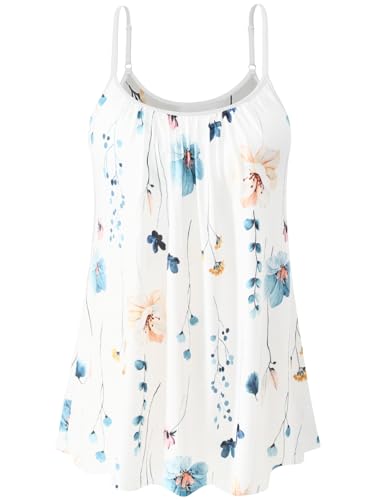vislivin Top mit Integriertem BH Damen Unterhemd Spaghettiträger Tops Loose Tank Ärmellose Bluse Trägertops S-XXXXL Ink Painting XXL von vislivin