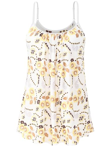 vislivin Top mit Integriertem BH Damen Unterhemd Spaghettiträger Tops Loose Tank Ärmellose Bluse Trägertops S-XXXXL Small Flower XXXXL von vislivin