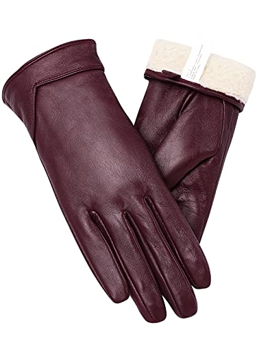vislivin Touchscreen Handschuhe Damen Winter Lederhandschuhe Warme Leder SMS Handschuhe Weinrot L vislivin Touchscreen Handschuhe Damen Winter Lederhandschuhe Warme Leder SMS Handschuhe Weinrot L von vislivin