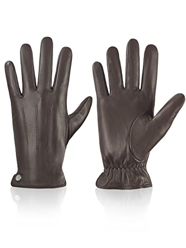 vislivin Winter Handschuhe Herren Leder Handschuhe Vollhand Touchscreen Handschuhe Wärme Leather Gloves Braun L von vislivin