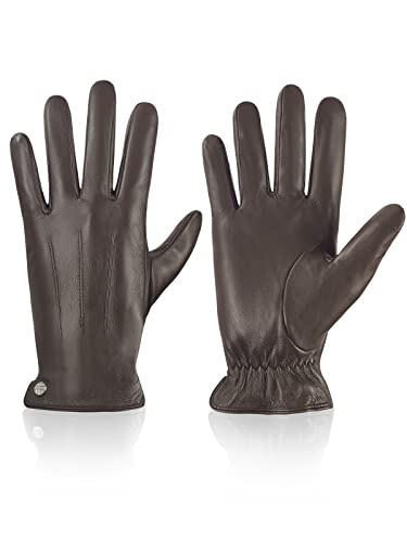 vislivin Winter Handschuhe Herren Leder Handschuhe Vollhand Touchscreen Lederhandschuhe Wärme Leather Gloves Braun XL von vislivin