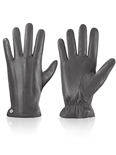 vislivin Winter Handschuhe Herren Leder Handschuhe Vollhand Touchscreen Lederhandschuhe Wärme Leather Gloves Grau XL von vislivin