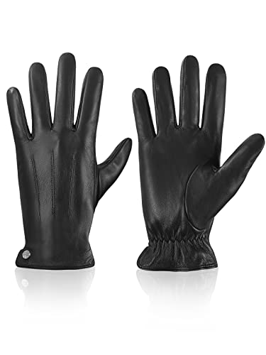 vislivin Winter Handschuhe Herren Leder Handschuhe Vollhand Touchscreen Lederhandschuhe Wärme Leather Gloves Schwarz XXL von vislivin