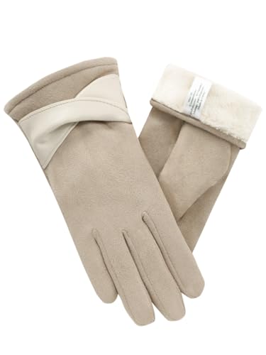 vislivin Winter Warm Handschuhe Damen Touchscreen Handschuhe Wildleder Winterhandschuhe mit Gefütterten Gloves Beige M von vislivin