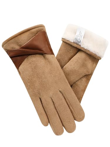 vislivin Winter Warm Handschuhe Damen Touchscreen Handschuhe Wildleder Winterhandschuhe mit Gefütterten Gloves Braun M von vislivin