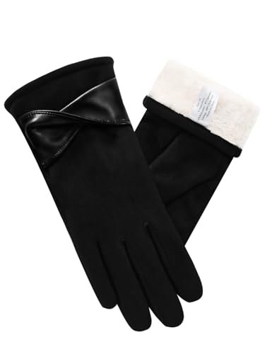 vislivin Winter Warm Handschuhe Damen Touchscreen Handschuhe Wildleder Winterhandschuhe mit Gefütterten Gloves Schwarz XL von vislivin