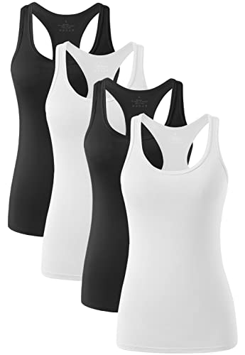 vislivin Workout Tanktops für Damen Racerback Yoga Tanks Basic Sportliche Activewear-4er Pack Schwarz/Weiß/Schwarz/Weiß S von vislivin