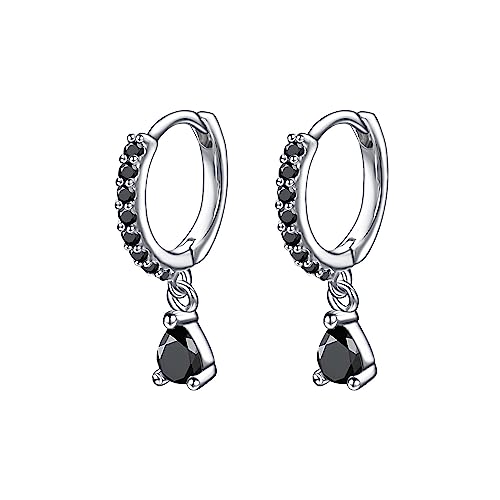 Vissen Klein Ohrringe Schwarz Damen Hängend Modeschmuck Creolen Mit Anhänger Tropfenform Zirkonia Kreolen Ohrringe Hängend Mädchen von vissen