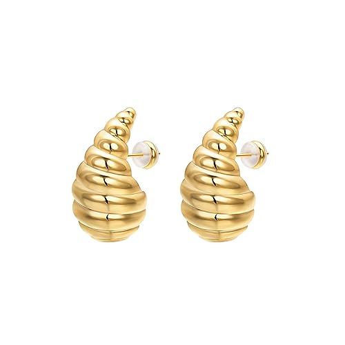 Vissen Chunky Ohrringe Vergoldet Damen Ohrringe Goldene Ohrstecker Hypoallergene Modeschmuck 20 * 21mm von vissen