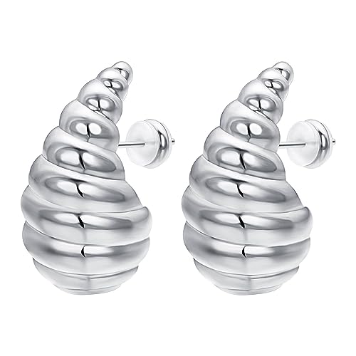 Vissen Chunky Silber Ohrringe Damen Ohrringe Goldene Ohrstecker Hypoallergene Modeschmuck 20 * 21mm von vissen