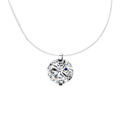 Vissen Damen Kristall Halskette 6mm Zirkonia 40cm Nylonfaden Halskette AnhäNger Geschenk von vissen