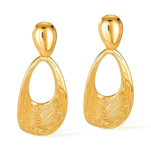 Vissen Gold Oval Ohrringe Damen Ohrstecker Geometrisch Ohrringe Creolen Vergoldet Hängend Modeschmuck Geschenk von vissen