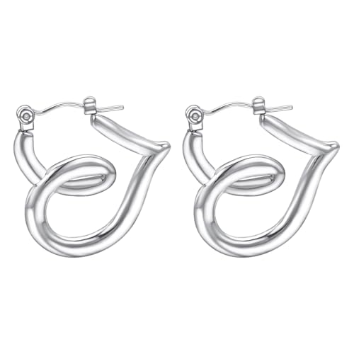 Vissen Herz Ohrringe Silber Creolen Edelstahl Damen Stechen Silber Ohrringe Ohrstecker Modeschmuck von vissen