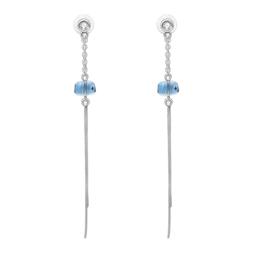 Vissen Ohrringe Lang Blau Damen Kristall Silber Hängend Ohrringe Modeschmuck Antiallergisch Geschenk von vissen