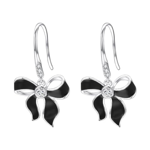 Vissen Ohrringe Schwarz Hängend Damen Schmetterlingsflügel Ohrringe Edelstahl Zirkonia Anhänger Hypoallergene Modeschmuck von vissen