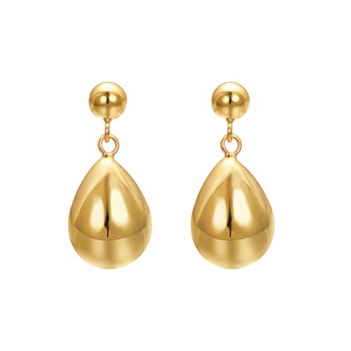 Vissen Teardrop Chunky Ohrringe Vergoldet Hängend Damen Tropfen Ohrringe Goldene Ohrstecker Modeschmuck 24MM*11MM von vissen