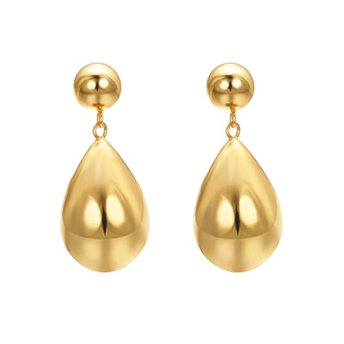 Vissen Teardrop Chunky Ohrringe Vergoldet Hängend Damen Tropfen Ohrringe Goldene Ohrstecker Modeschmuck 34MM*14MM von vissen