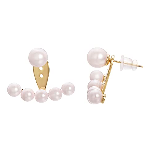 Vissen Vergoldetes Ohrringe Damen Weisse Perlen Stecker Ohrringe Edelstahl Modeschmuck Ohrstecker von vissen