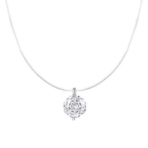 vissen Rose Halskette Für Frauen Damen 925 Silber Unsichtbare Kette Mit Zirkonia Anhänger Geschenk Für Frauen Modeschmuck von vissen