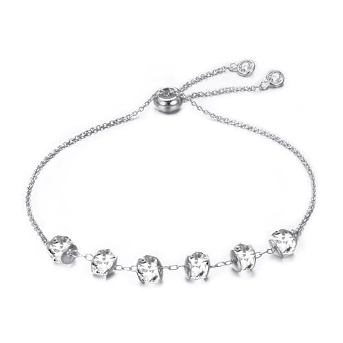 vissen Transparente Zirkonia Armband Damen Silber Edelstahl Tennis Verstellbar Armband Damen Modeschmuck von vissen