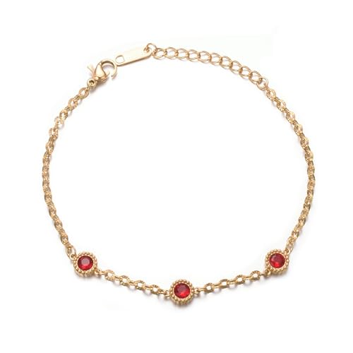 vissen Armband Vergoldet Damen Rotes Zirkonia Edelstahl Goldenes Ketten Modeschmuck Armband von vissen