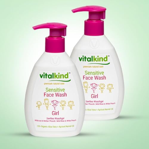 vitalkind Sensitive Face Wash Girl - Premium Natural Care for Kids. Premium Natural Cosmetics for Girls by Vitalkind. Set- 2 x 200 ml von vitalkind