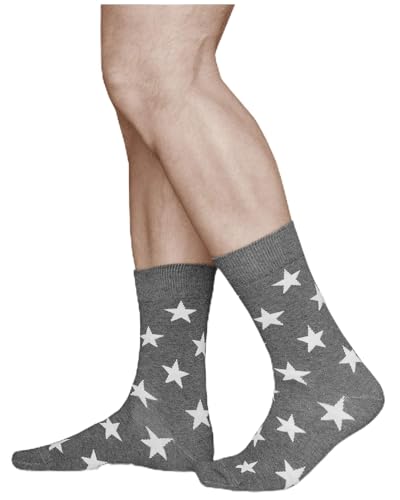 vitsocks Unisex coole bunte Socken mit geometrischem Motiv, Baumwolle weich atmungsaktiv, 1-pack: grau weiß, 39-42 von vitsocks