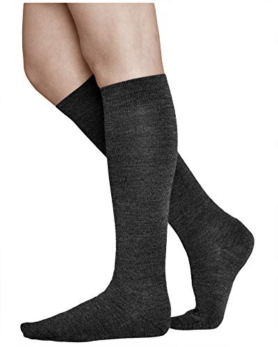 vitsocks Damen Kniestrümpfe 80% MERINO Wolle warme lange Socken weich atmungsaktiv Winter, schwarz, 35-38 von vitsocks