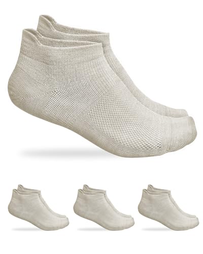 vitsocks Damen Merinowolle dünne atmungsaktive Sneaker Socken (3 PAAR) Merino Wollsocken kurz, hellbeige, 39-42 von vitsocks