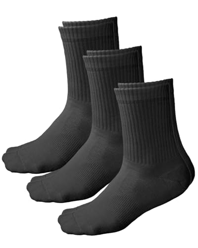 vitsocks Damen Tennissocken BAMBUS Crew Socken unifarben (3 PAAR) Retro Sportsocken einfarbig, 3x schwarz, 39-42 von vitsocks