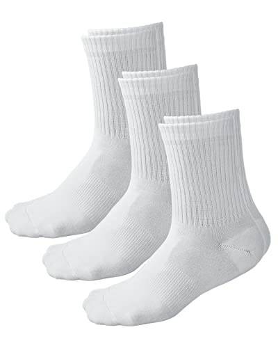 vitsocks Damen Tennissocken BAMBUS Crew Socken unifarben (3 PAAR) Retro Sportsocken einfarbig, 3x weiß, 35-38 von vitsocks