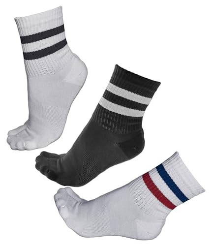 vitsocks Damen Tennissocken BAMBUS Crew Socken Streifen (3 PAAR) Retro Sportsocken gestreift, Mehrpack: 2x weiß 1x schwarz, 35-38 von vitsocks