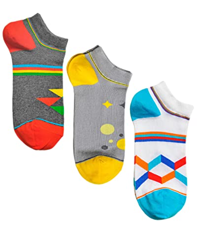 vitsocks Damen dünne atmungsaktive Baumwolle Sneaker-Socken (3x PACK) bunt lustig motiv, Set2: Dreiecke Streifen Punkte-Sterne, 35-38 von vitsocks