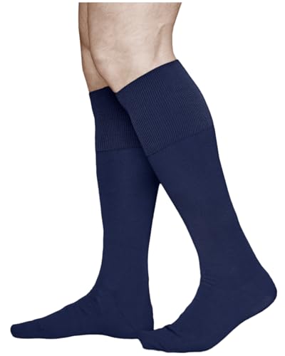 vitsocks Herren Kniestrümpfe 100% BAUMWOLLE lange Socken (2x PACK) dünn atmungsaktiv weich, marineblau, 39-41 von vitsocks