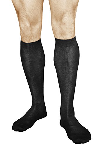 vitsocks Herren Kniestrümpfe 100% BAUMWOLLE lange Socken (2x PACK) dünn atmungsaktiv weich, schwarz, 39-41 von vitsocks