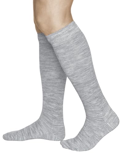 vitsocks Herren 80% MERINOWOLLE Winter warme Kniestrümpfe, Knie lange Socken Merino Wolle Wintersocken, hellgrau, 44-46 von vitsocks
