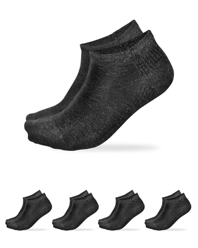 vitsocks Herren Leinen-Baumwolle Sneaker Socken (4 PAAR) für Sommer kurz dünn atmungsaktiv, Dunkelgrau, 39-41 von vitsocks