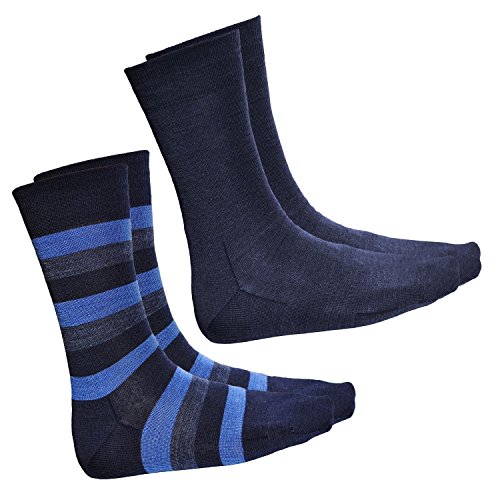 vitsocks Herren Merino Socken 80% Wolle warm atmungsaktiv (2x PACK) einfarbig & mit Streifen, Blau-Navy, 39-41 von vitsocks