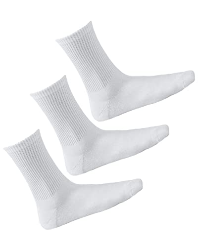 vitsocks Herren Tennissocken BAMBUS Crew Socken unifarben (3 PAAR) Retro Sportsocken einfarbig, 3x weiß, 43-46 von vitsocks