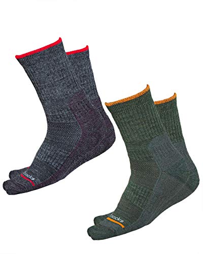 vitsocks Kinder Wandersocken MERINO WOLLE Outdoor Socken (2 PAAR) warme Trekkingsocken Jungen Mädchen, grau grün, 27-30 von vitsocks
