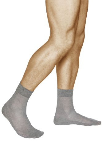 vitsocks Leinen-Baumwolle Socken Herren extra atmungsaktiv (3x PACK) dünn leicht, grau, 44-46 von vitsocks