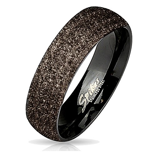 viva-adorno® Damen & Herren Edelstahl Ring Partnerring Verlobungsring mit diamantierter Glitzer Oberfläche RS56 schwarz, Gr. 67 von viva-adorno