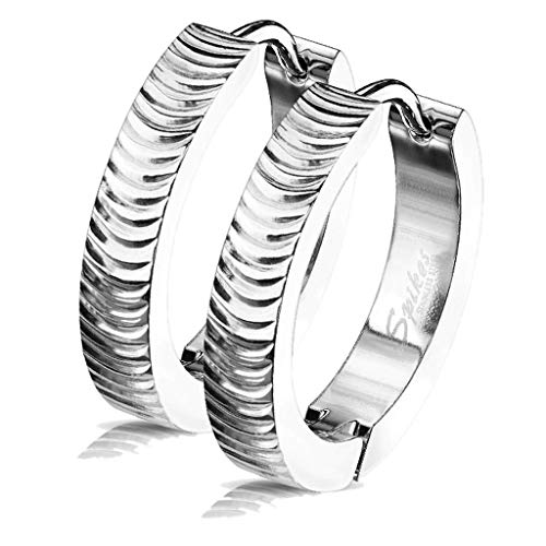 viva-adorno 1 Paar Damen Klappcreolen 20mm Ohrringe Edelstahl strukturiert mit Riefen Er96r, silber gerieft viva-adorno 1 Paar Damen Klappcreolen 20mm Ohrringe Edelstahl strukturiert mit Riefen Er96r, silber gerieft von viva-adorno