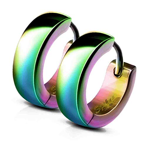 viva-adorno 1 Paar Damen Ohrringe Creolen Edelstahl glänzend poliert ER94_4mm, regenbogen viva-adorno 1 Paar Damen Ohrringe Creolen Edelstahl glänzend poliert ER94_4mm, regenbogen von viva-adorno