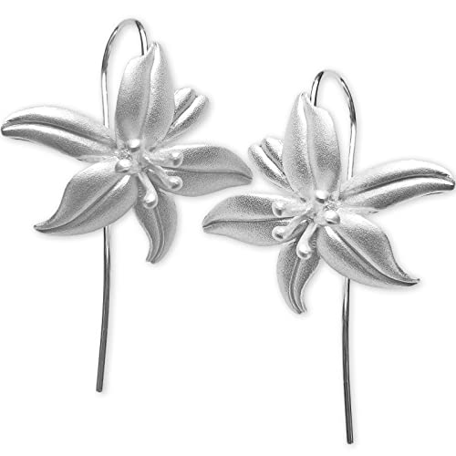 viva-adorno 1 Paar Damen Ohrringe Lilien Blüten 925 Sterling Silber Ohrhänger matt Z544 von viva-adorno