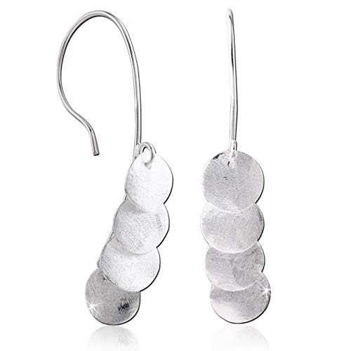viva-adorno 1 Paar Damen Ohrringe Plättchen Kreise Durchzieher 925 Sterling Silber Ohrhänger matt gebürstet Z543_D2 von viva-adorno