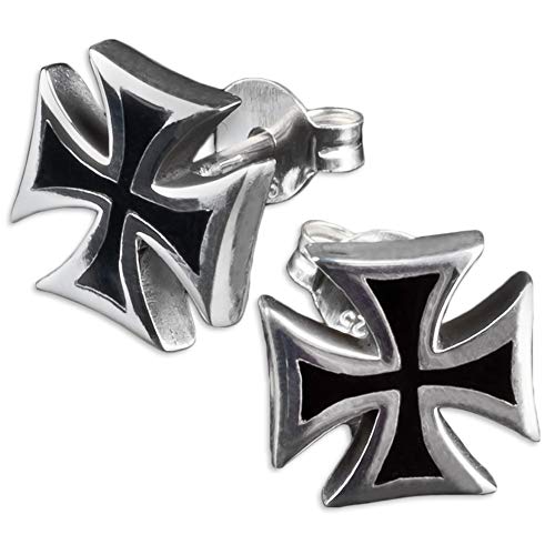 viva-adorno 1 Paar Herren Ohrringe Ohrstecker 925 Silber Eisernes Kreuz Z395 von viva-adorno