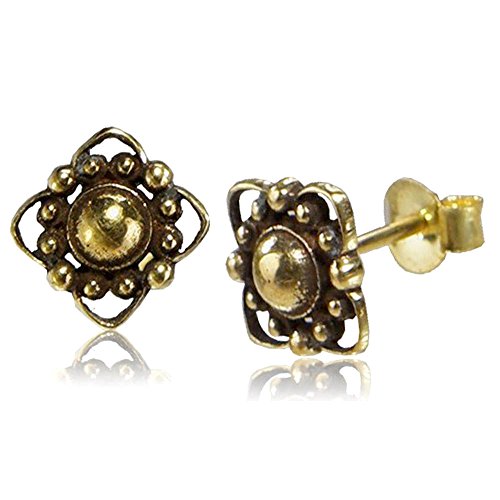 viva-adorno 1 Paar Ohrstecker Ohrringe Messing Ethno Vintage Antik Style Blumen Blüten Goa Z498, D7 von viva-adorno